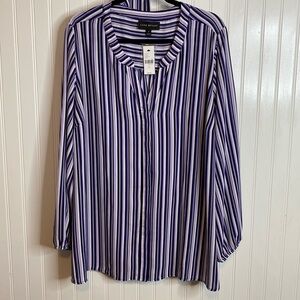 Lane Bryant Blouse size 22 NWT Purple Lavender Black